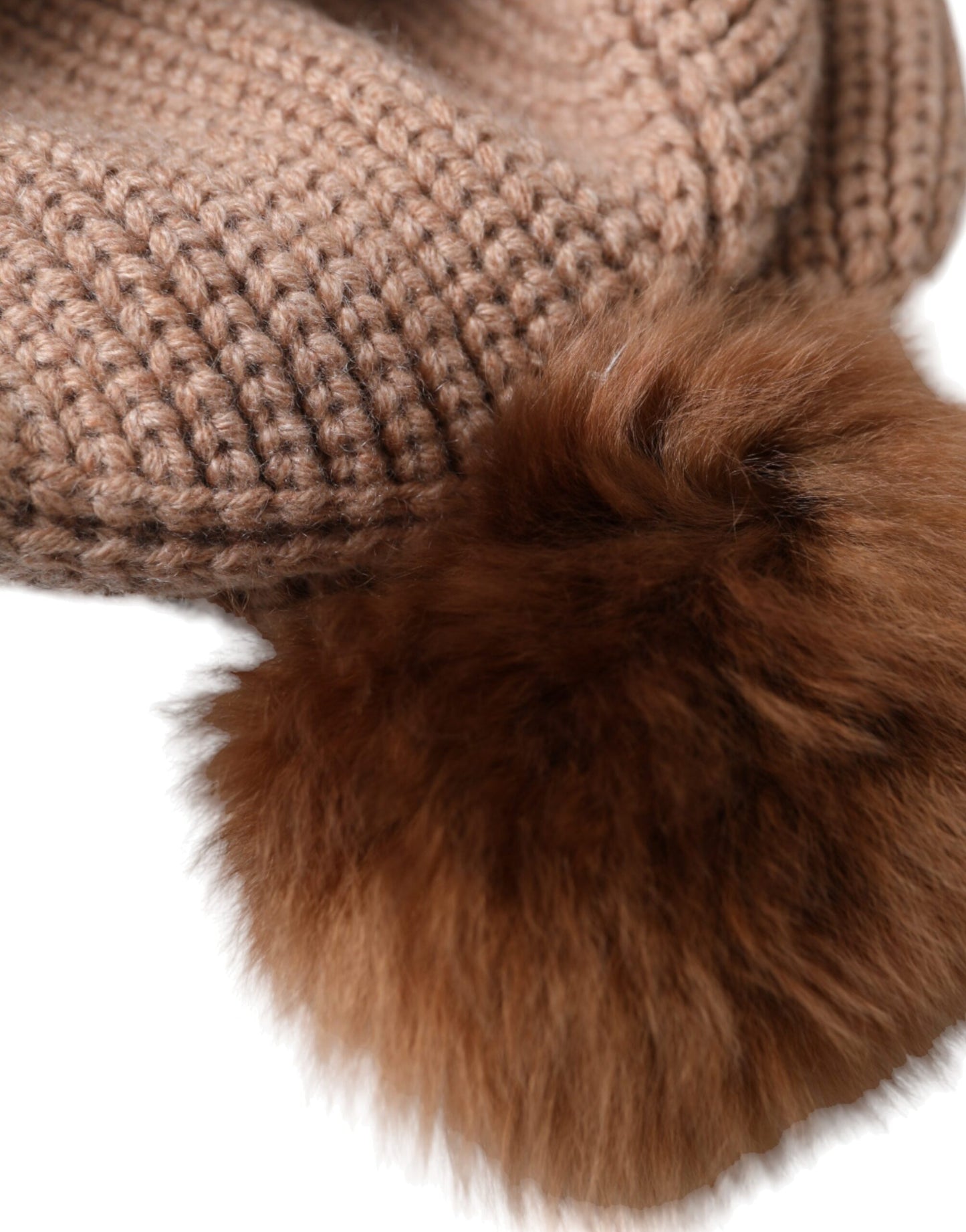 Dolce & Gabbana Brown Solid gestrickt Pelz Ball Winter Beanie Hut