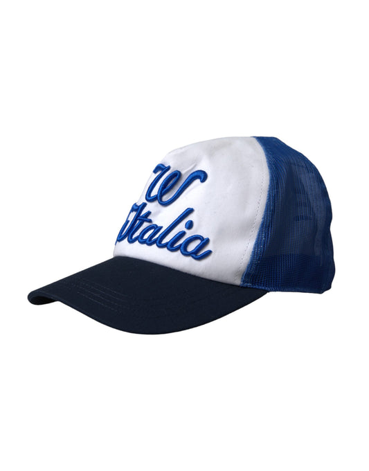 Dolce &amp; Gabbana Blue White Black Italia Mesh Baseball Cap