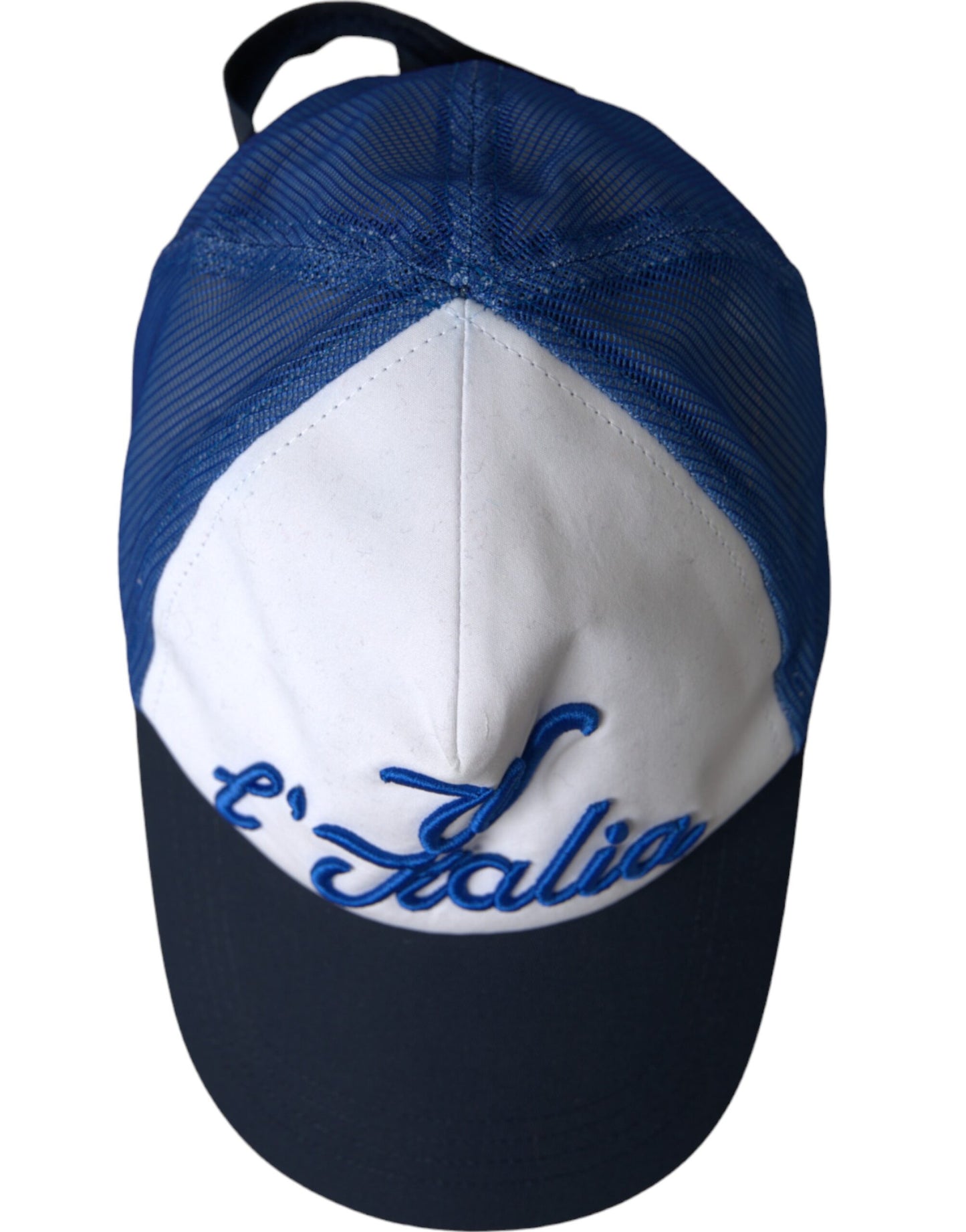 Dolce &amp; Gabbana Blue White Black Italia Mesh Baseball Cap