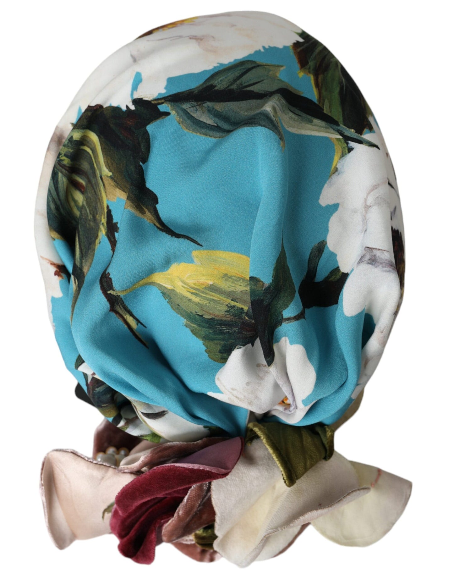 Dolce &amp; Gabbana Blue Floral Motif Turban Headwear Women