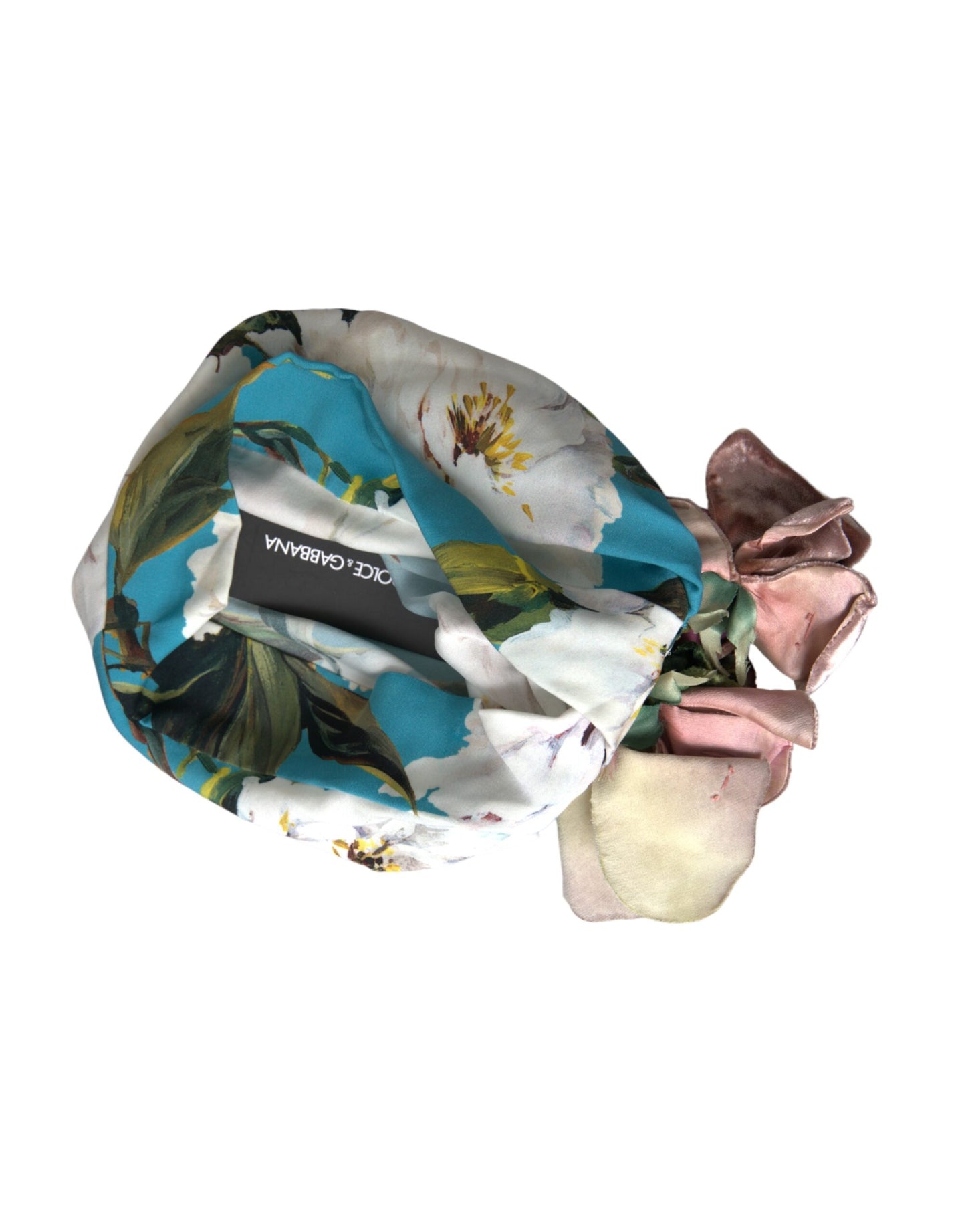 Dolce &amp; Gabbana Blue Floral Motif Turban Headwear Women