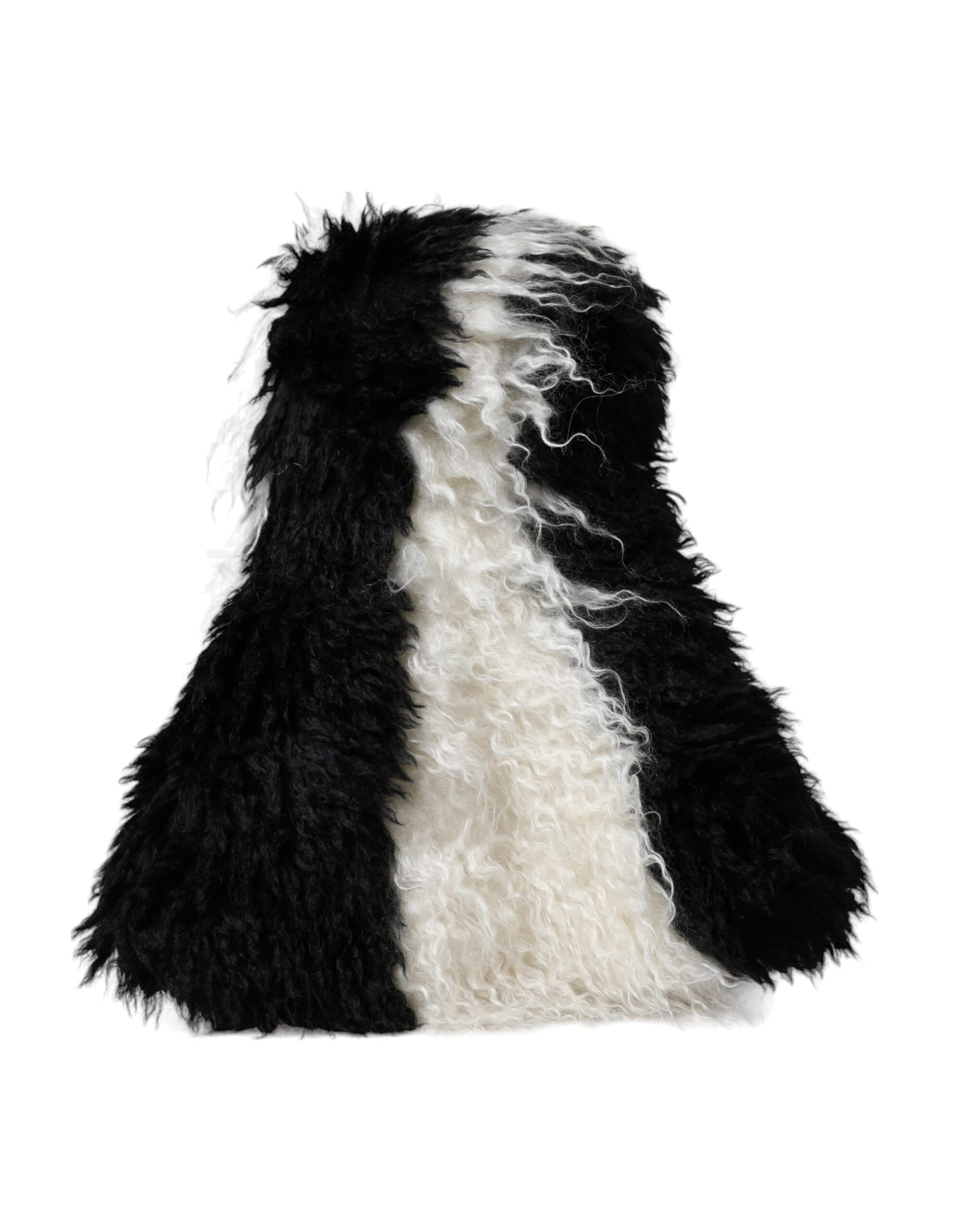 Dolce &amp; Gabbana Black and White Stripe Mohair Fur Bucket Hat