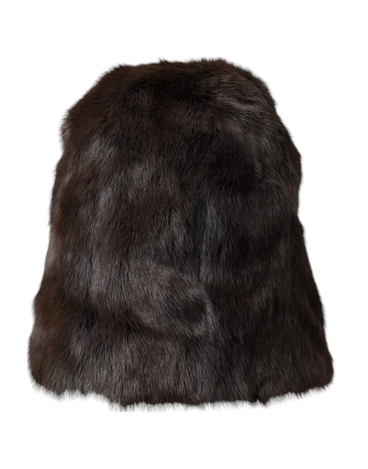 Dolce &amp; Gabbana Brown Weasel Fur Women's Cashmere Beanie Hat