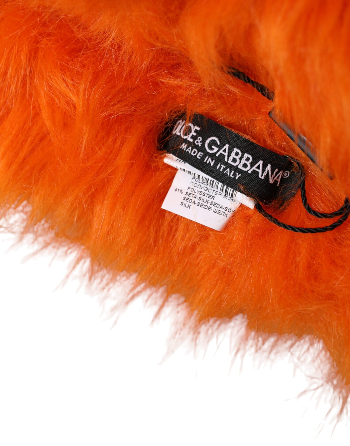 Dolce &amp; Gabbana Orange Faux Fur Full Head Hat