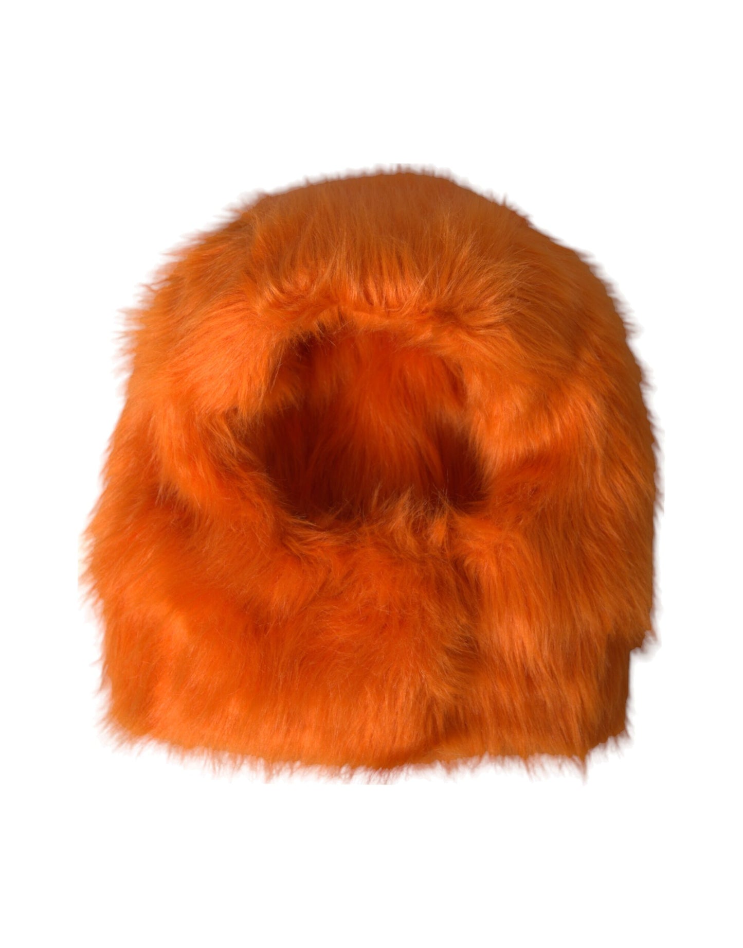 Dolce &amp; Gabbana Orange Faux Fur Full Head Hat