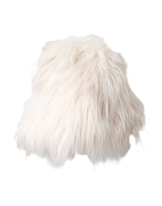 Dolce &amp; Gabbana White Acrylic Fur Women Bucket Hat