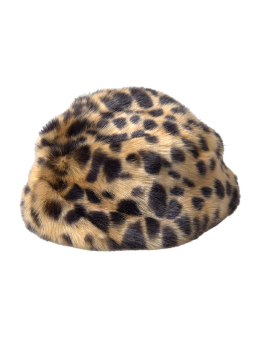 Dolce &amp; Gabbana Ruskea Leopard Fur Women Bucket Hat