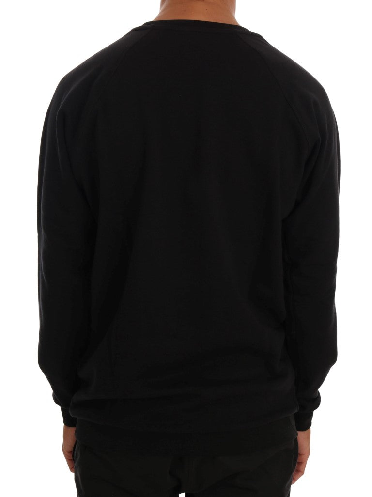 Daniele Alessandrini Elegant black cotton sweater with round neck