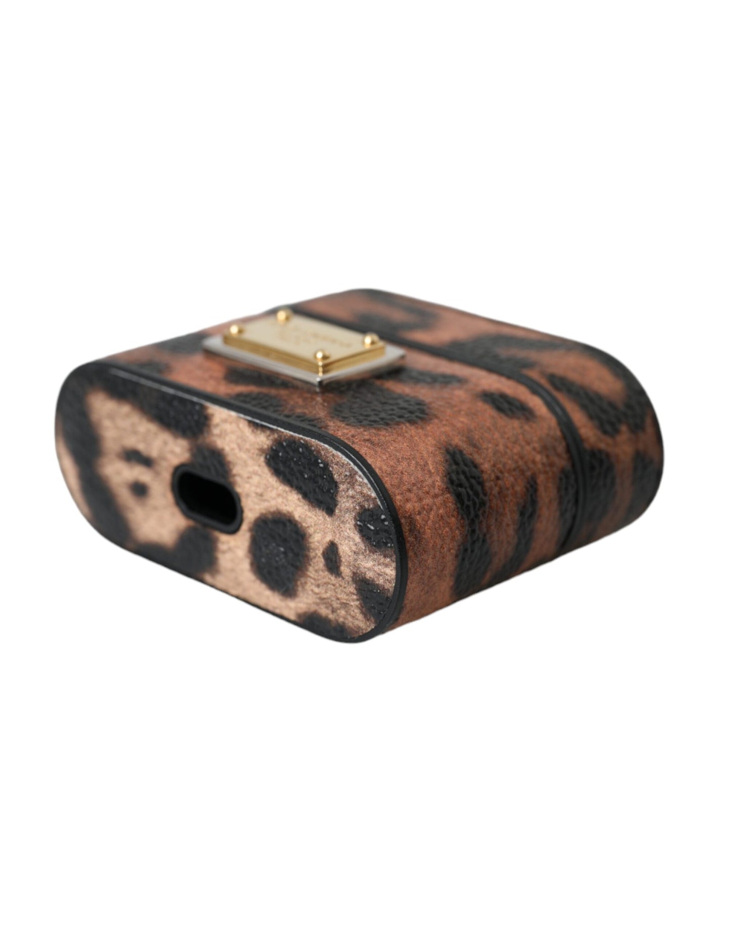 Dolce & Gabbana Brauner Leopard Kalbsleder Logo Plaque Airpods Fall