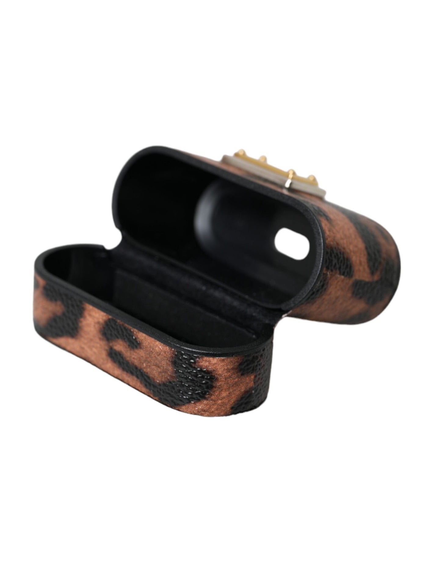 Dolce & Gabbana Brauner Leopard Kalbsleder Logo Plaque Airpods Fall