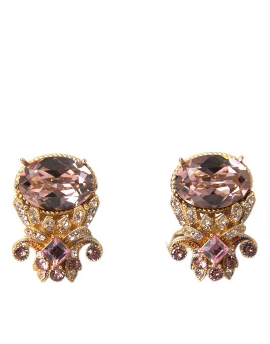 Dolce &amp; Gabbana Gold-colored 925 Sterling Silver Crystal Cufflink