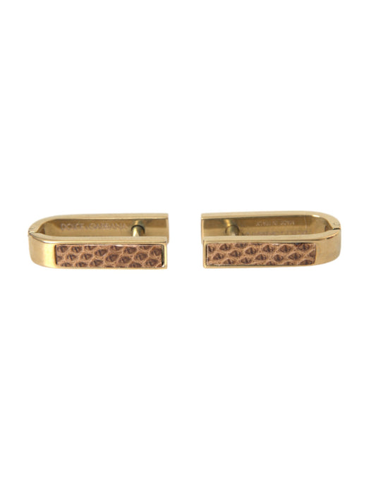 Dolce &amp; Gabbana Gold Plated Metal Brass Pin Men Cufflinks