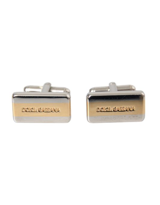 Dolce &amp; Gabbana Silver Plated Brass DG Logo Pin Cufflinks