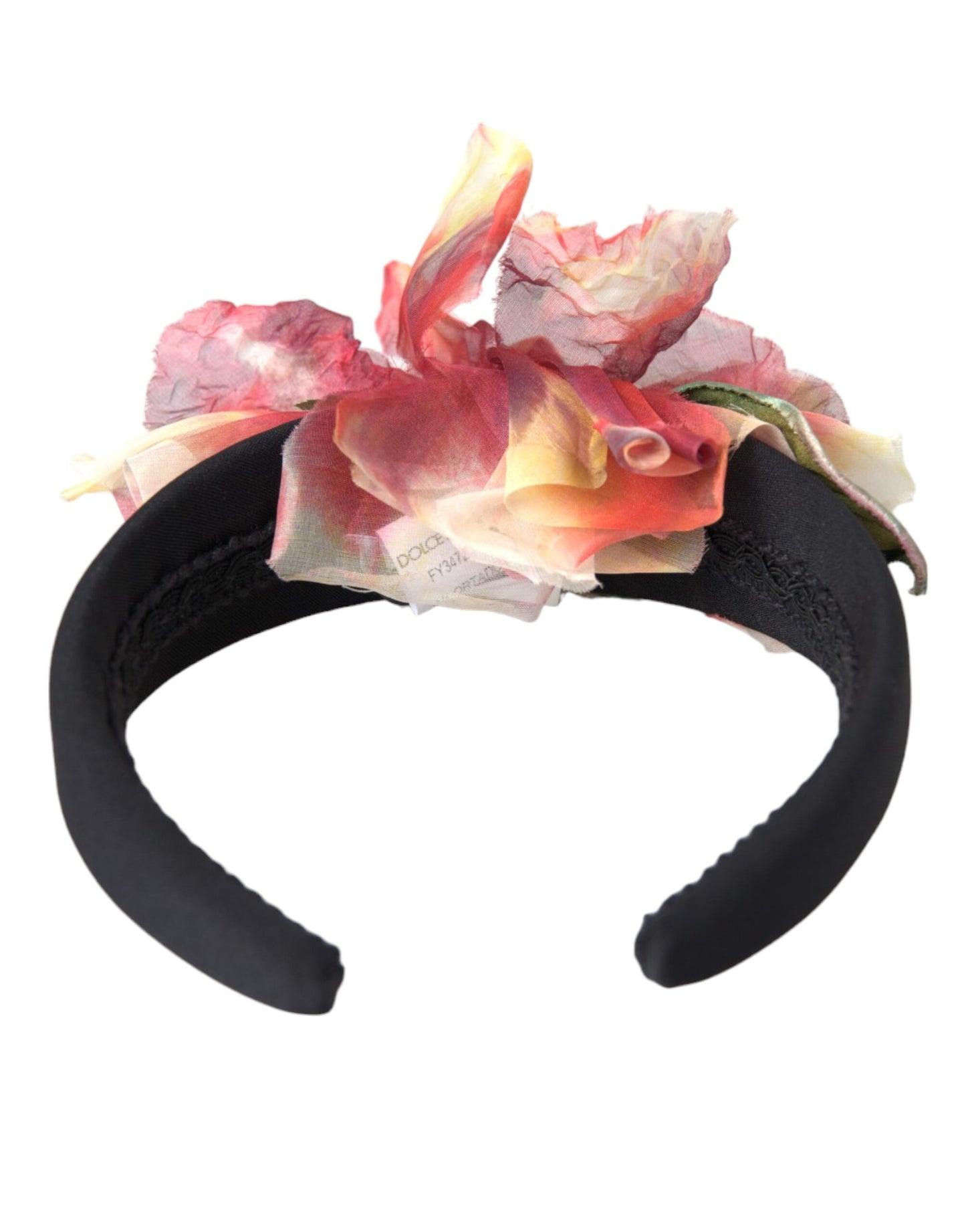 Dolce & Gabbana Rose Rosa Seide Floral Schwarz Tiara Frauen Haarband Diadem