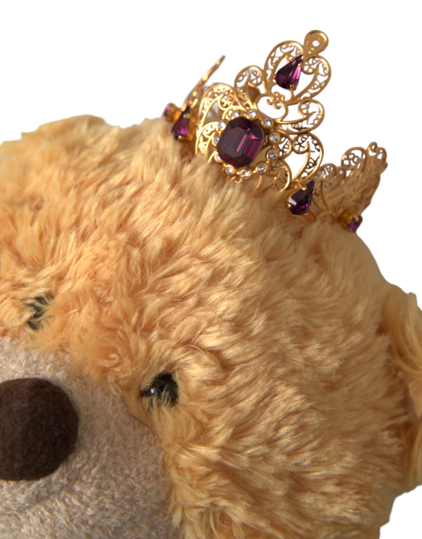 Dolce & Gabbana Brauner Teddybär Gold Kristallkrone Haarband Diadem