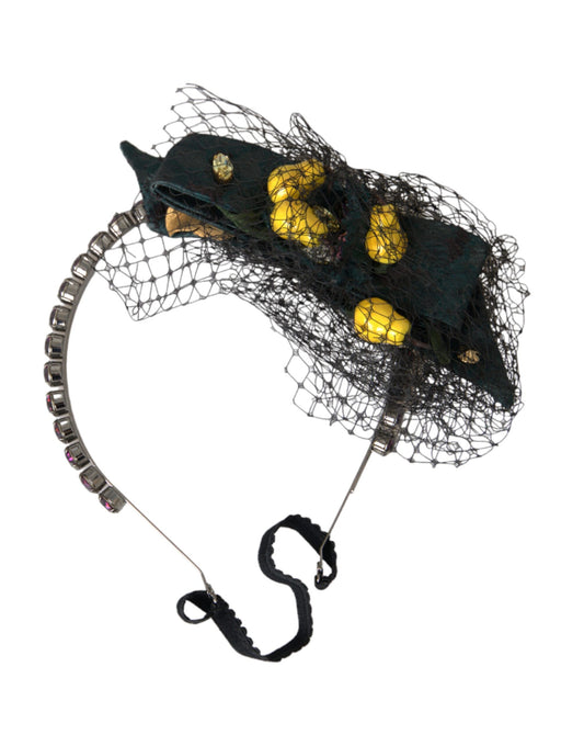 Dolce &amp; Gabbana Black Lemons Sicily Purple Crystal Net Headband Tiara