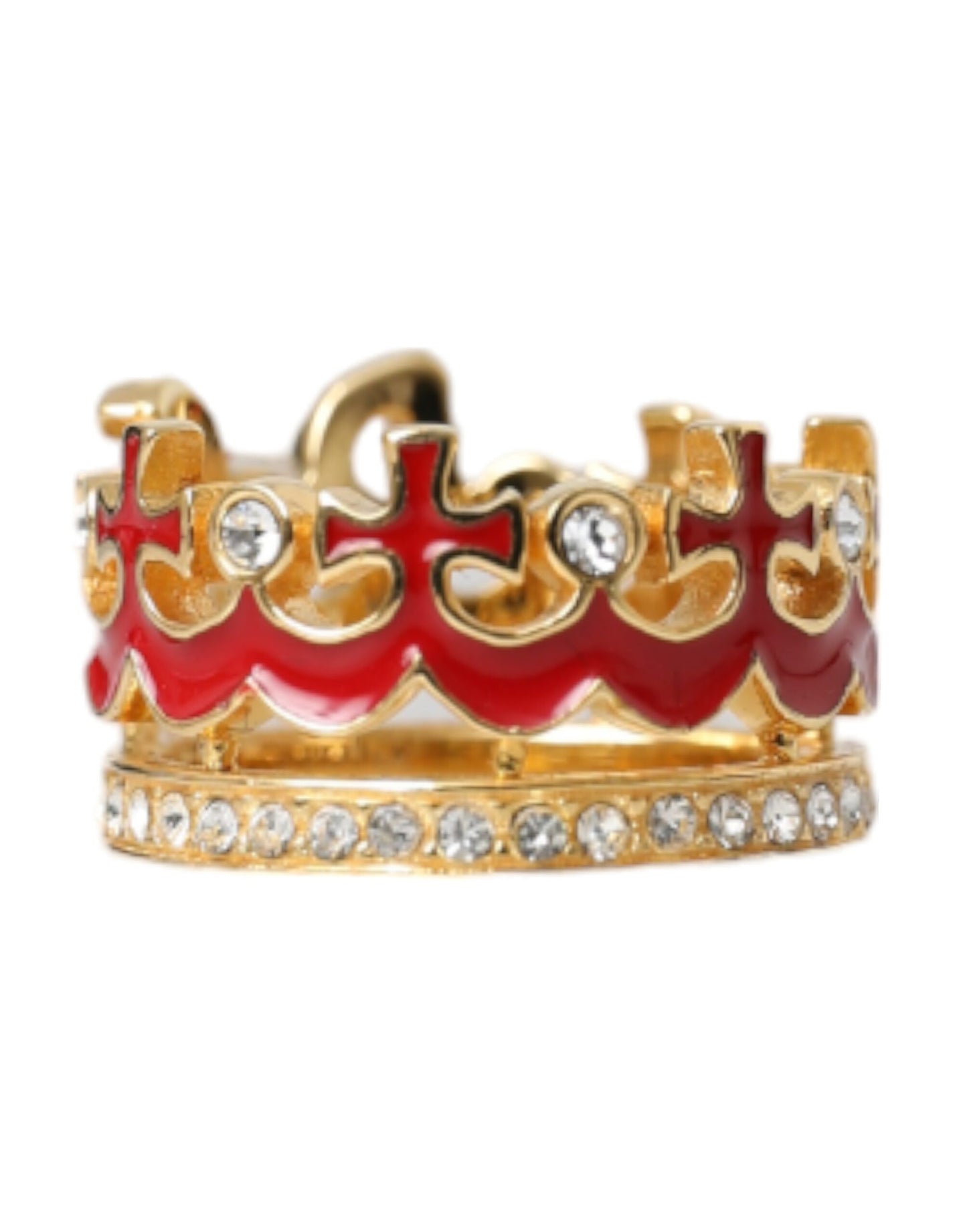 Dolce & Gabbana Goldfarbener Messing-Kristall-Emaille DG CROWN Statement-Ring