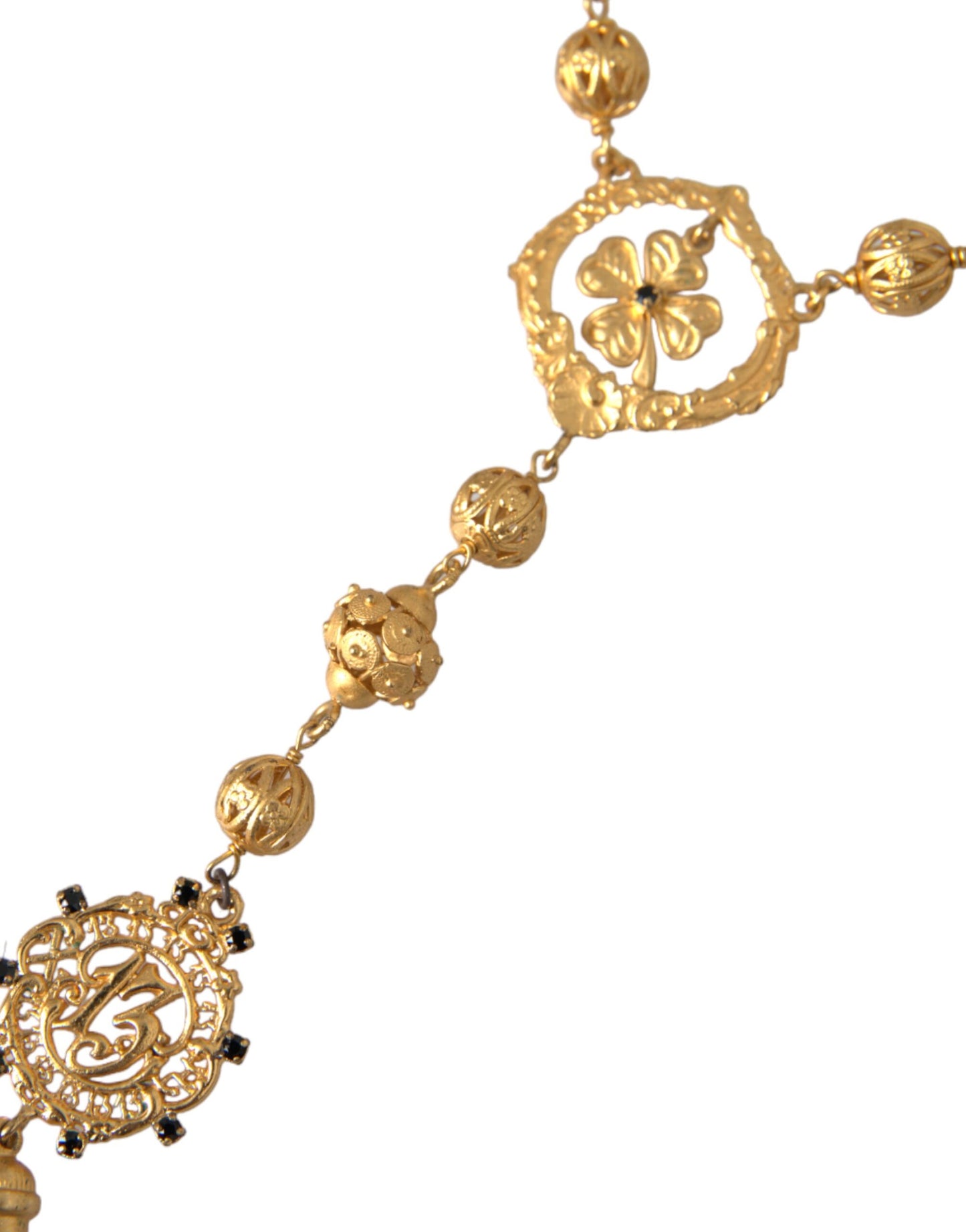 Dolce & Gabbana Goldfarbene Kette Messing Perlen Statement Sizilien Halskette