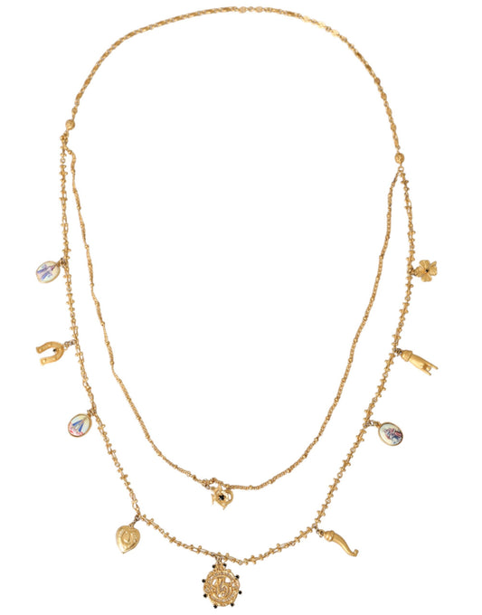 Dolce &amp; Gabbana Gold-Tone Chain messinki Charm Statement Sicily kaulakoru