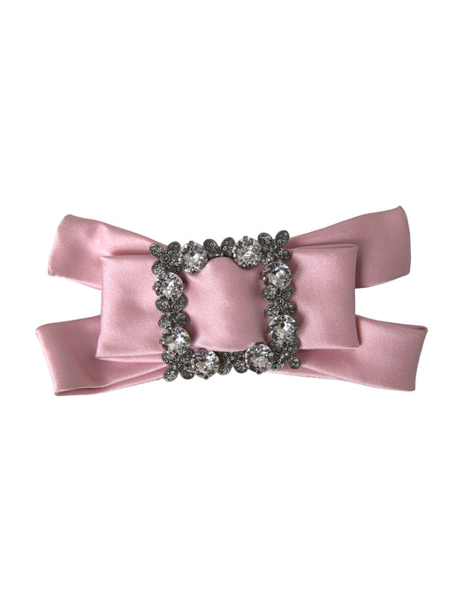 Dolce &amp; Gabbana Pink Satin Crystal Jewelry Rintaneula Hiusneula