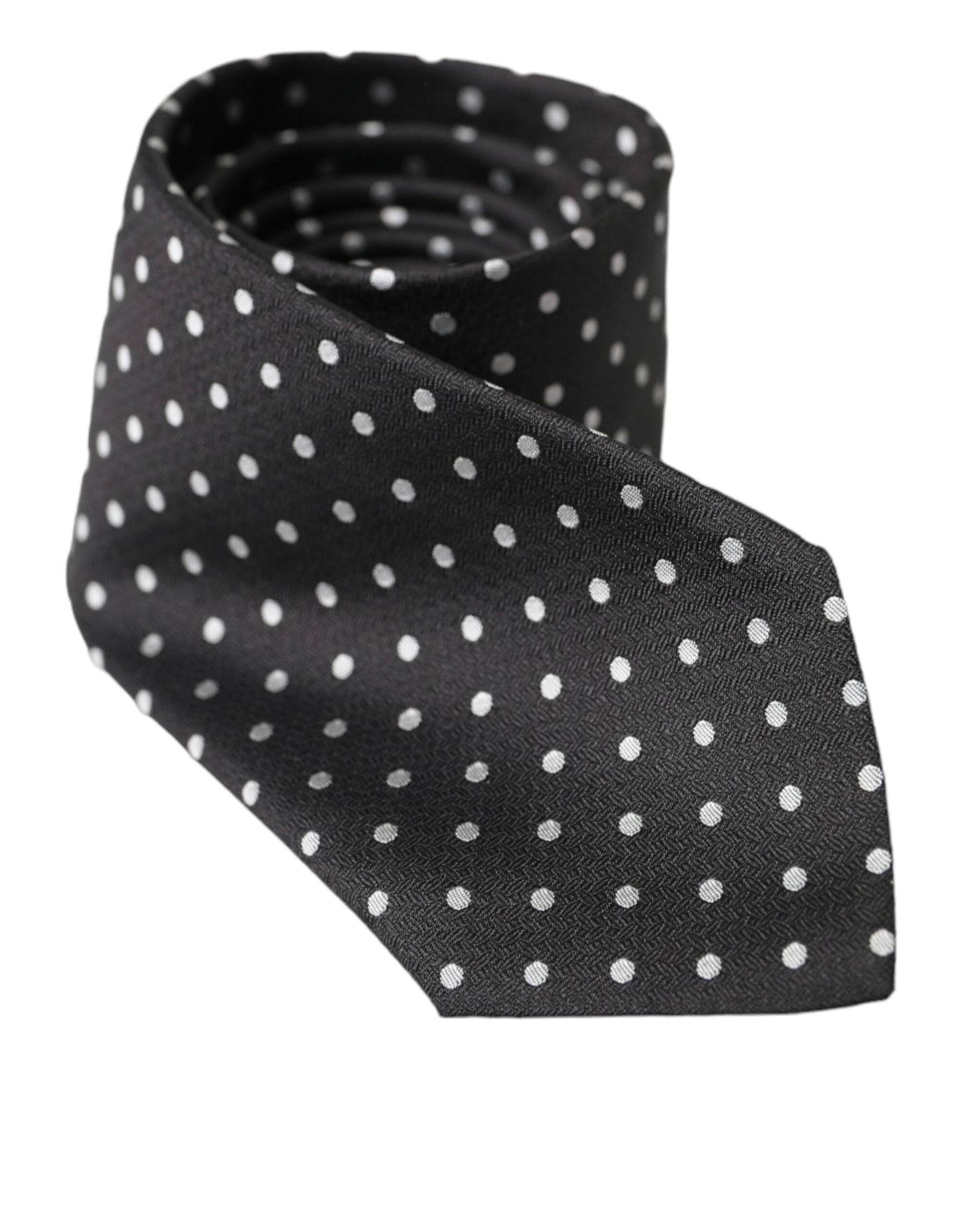 Dolce &amp; Gabbana Black White Polka Dots 100% Silk Tie Face Mask