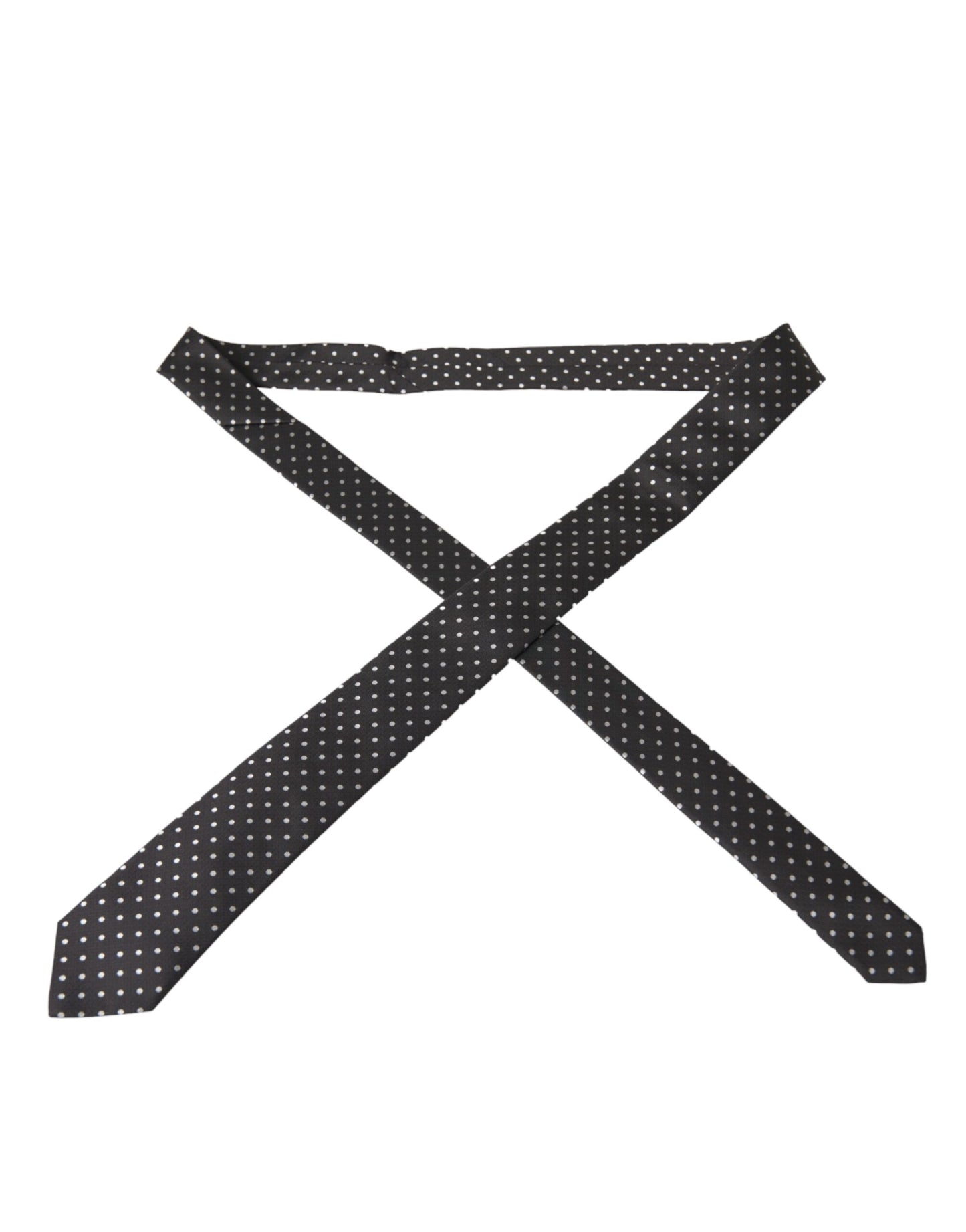 Dolce &amp; Gabbana Black White Polka Dots 100% Silk Tie Face Mask