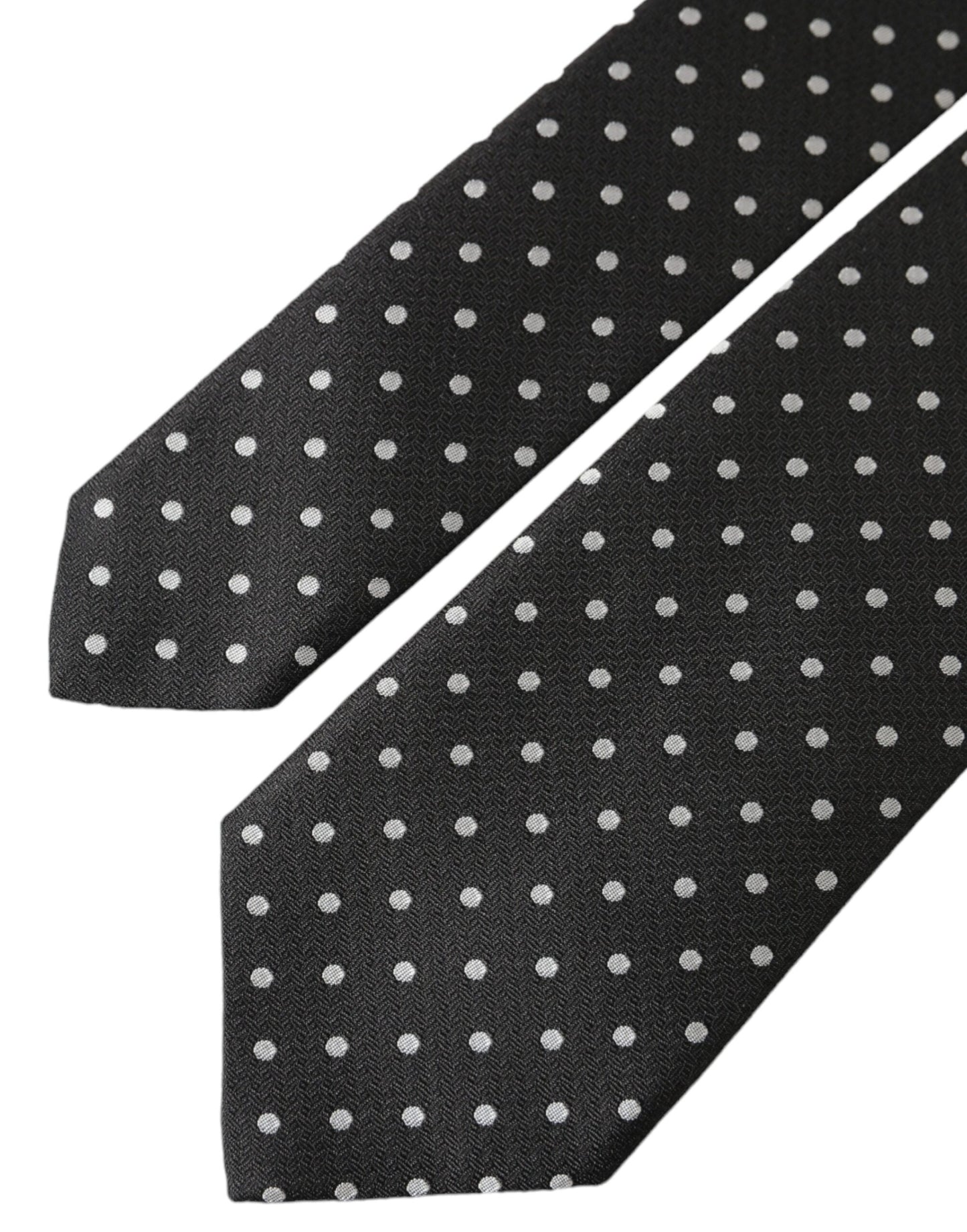 Dolce &amp; Gabbana Black White Polka Dots 100% Silk Tie Face Mask