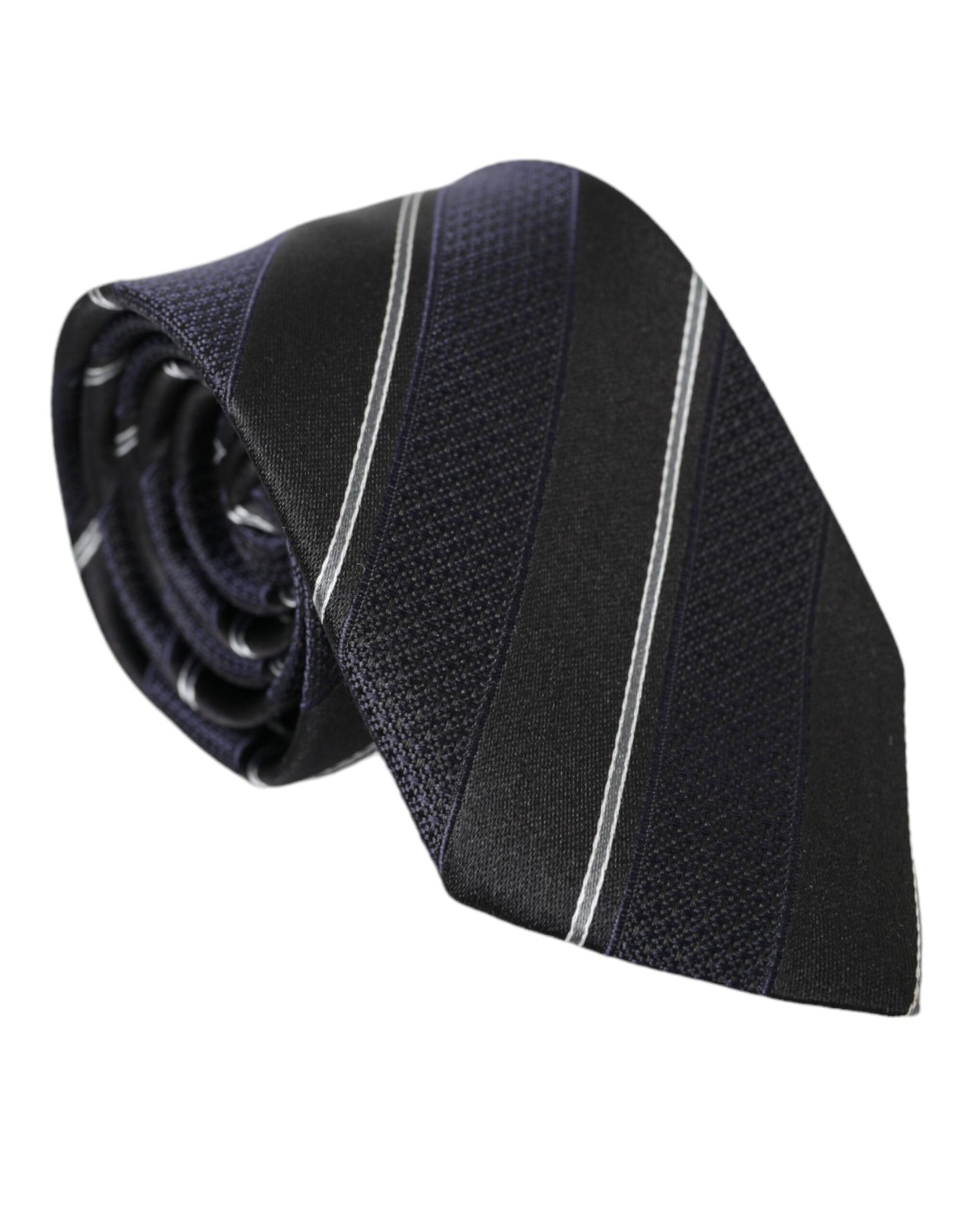 Dolce &amp; Gabbana Black and white striped silk tie adjustable