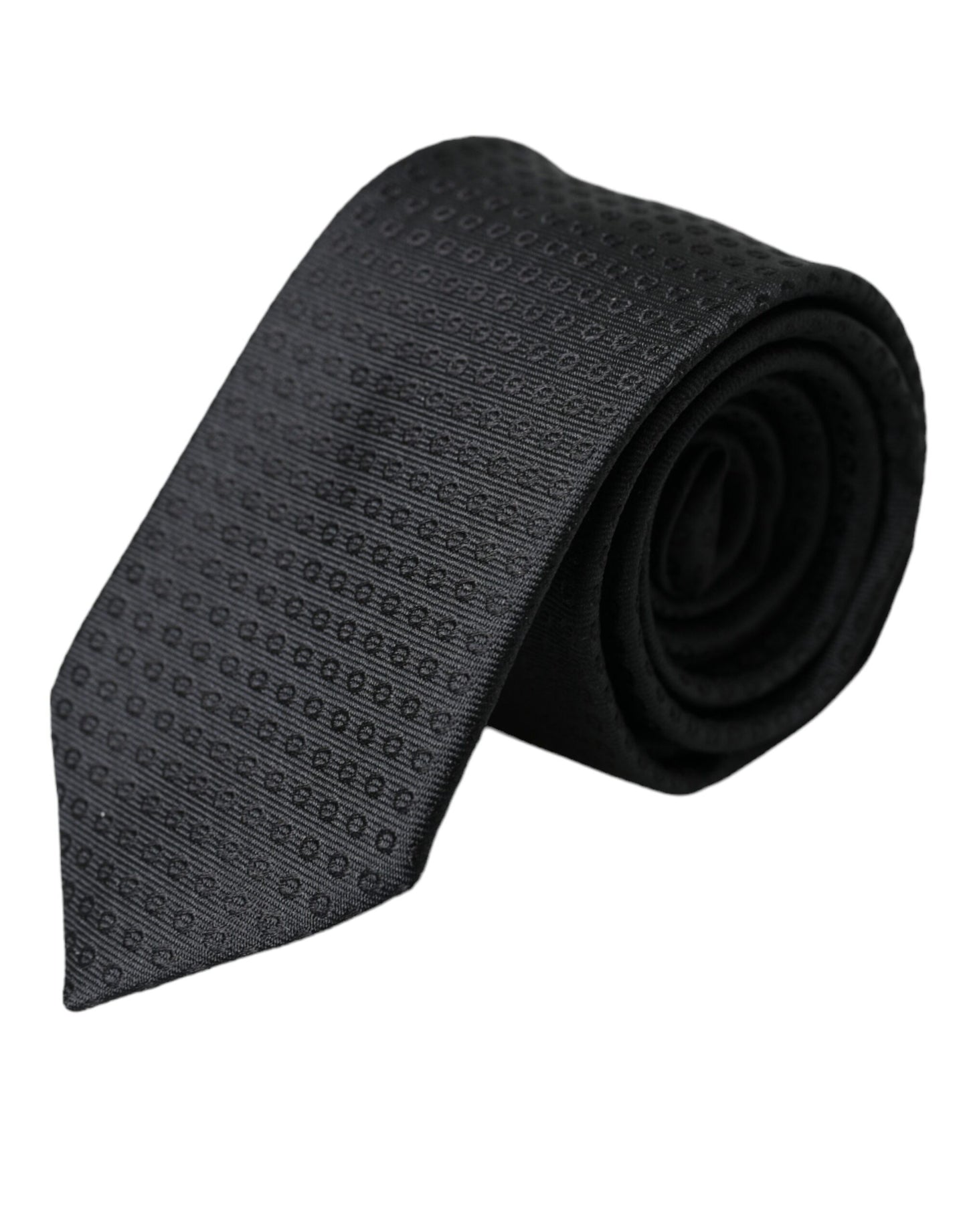 Dolce &amp; Gabbana Black STAFF patterned cotton tie for men, adjustable