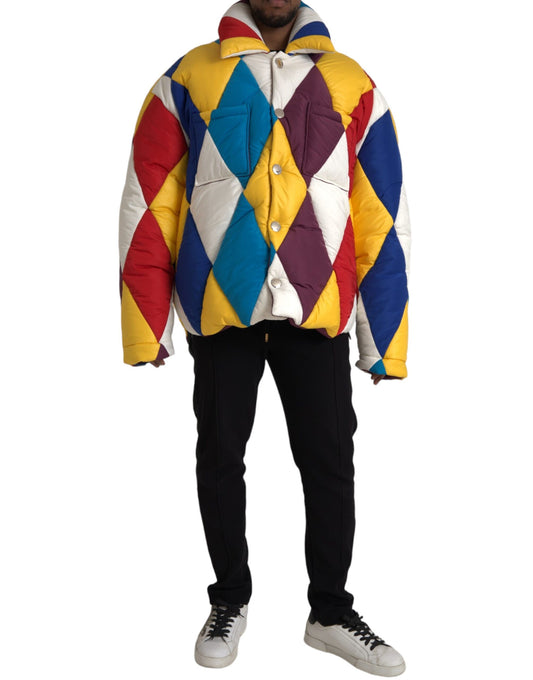 Dolce &amp; Gabbana Multicolor Windbreaker Puffer Jacket Men