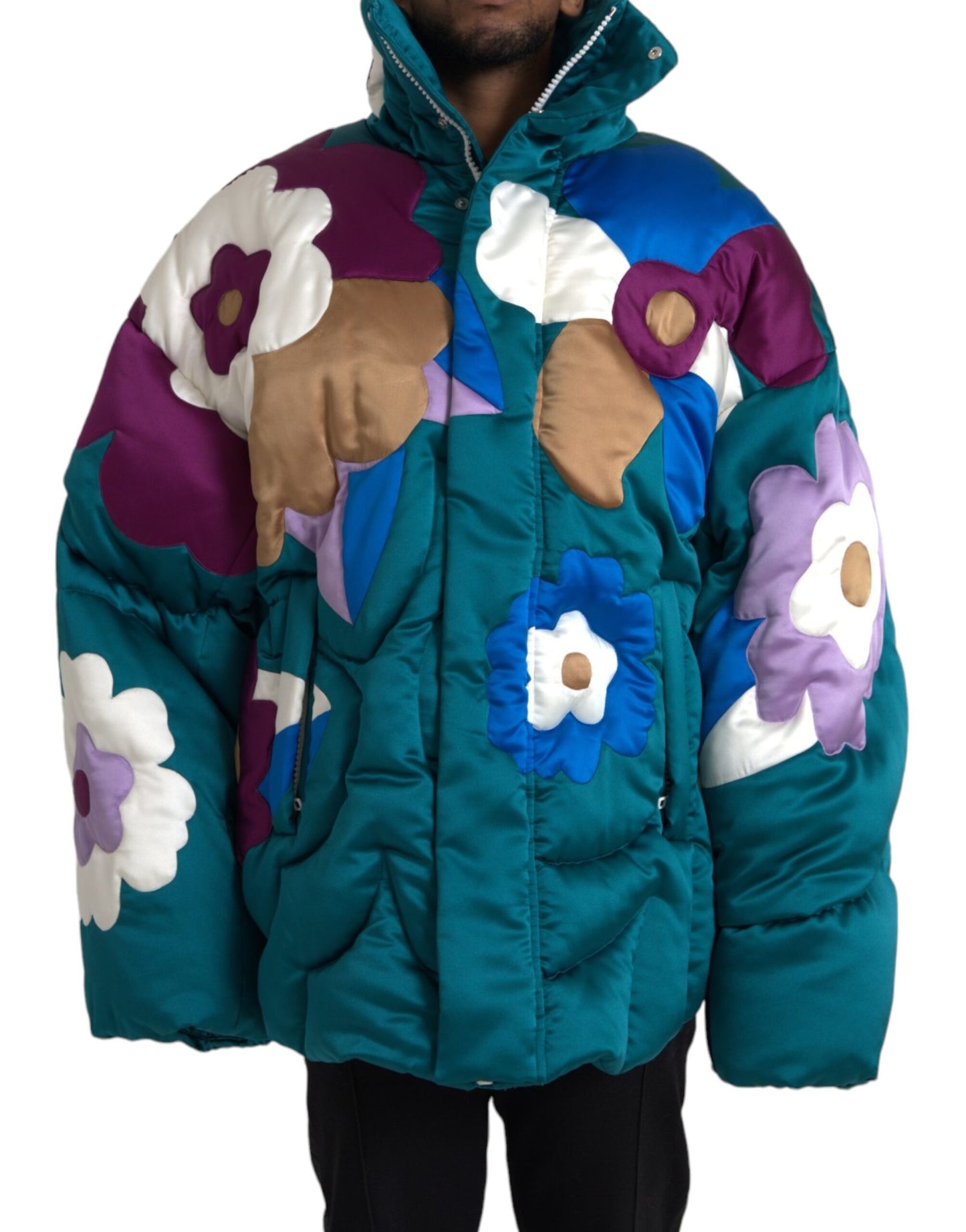 Dolce &amp; Gabbana Multicolor Floral Windbreaker Puffer Jacket