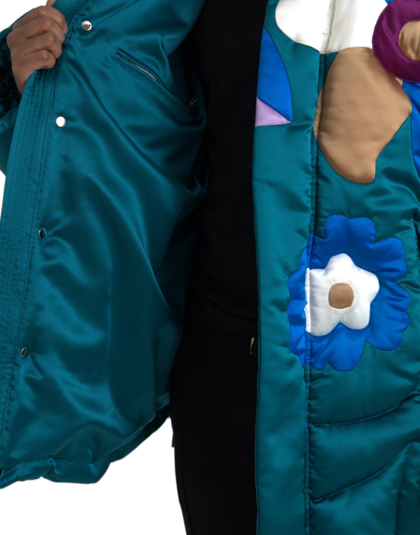 Dolce &amp; Gabbana Multicolor Floral Windbreaker Puffer Jacket