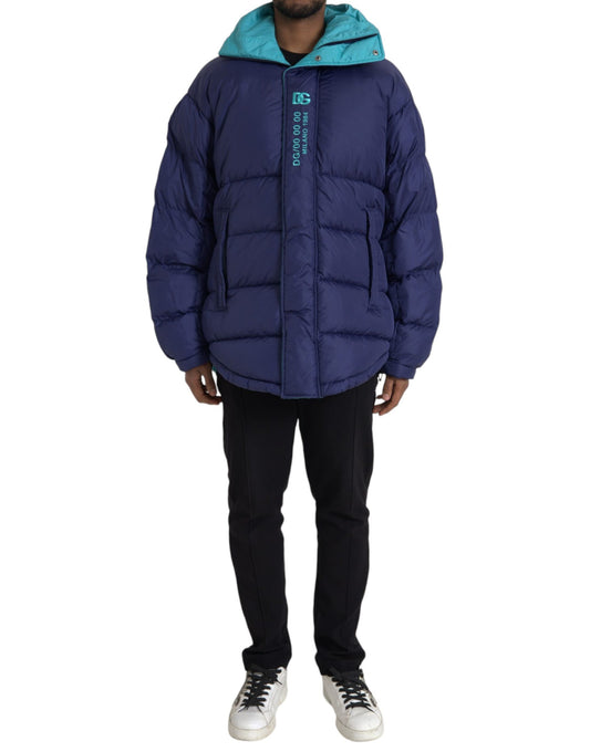 Dolce & Gabbana Marineblaue gesteppte Windbreaker-Kissenjacke