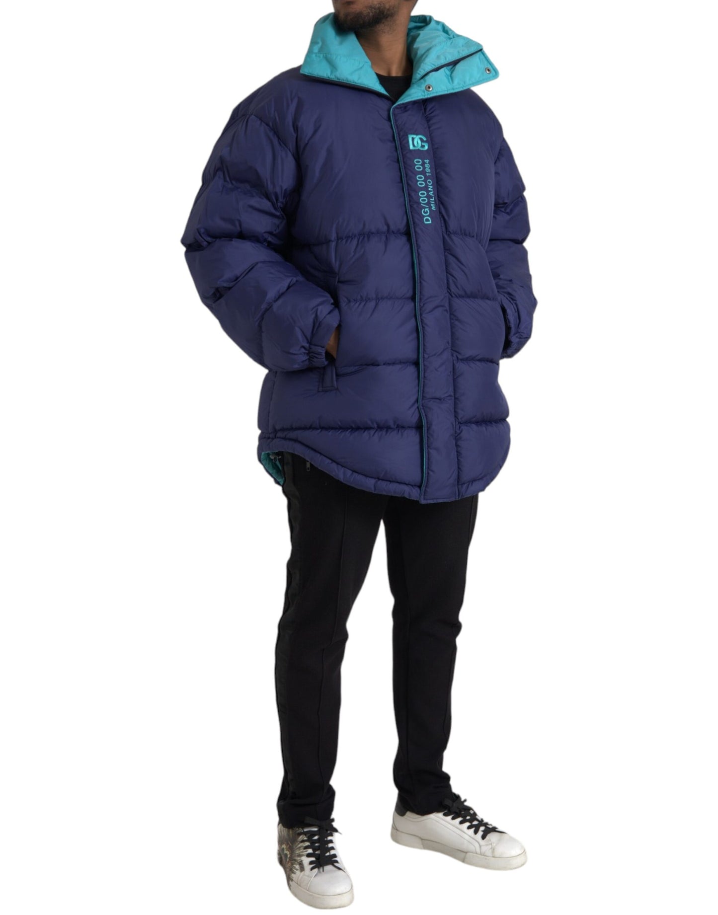 Dolce &amp; Gabbana Navy Quilted Windbreaker Pillow Jacket