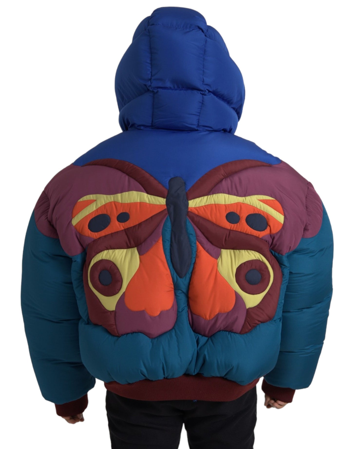 Dolce &amp; Gabbana Multicolor Butterfly Hooded Puffer Jacket