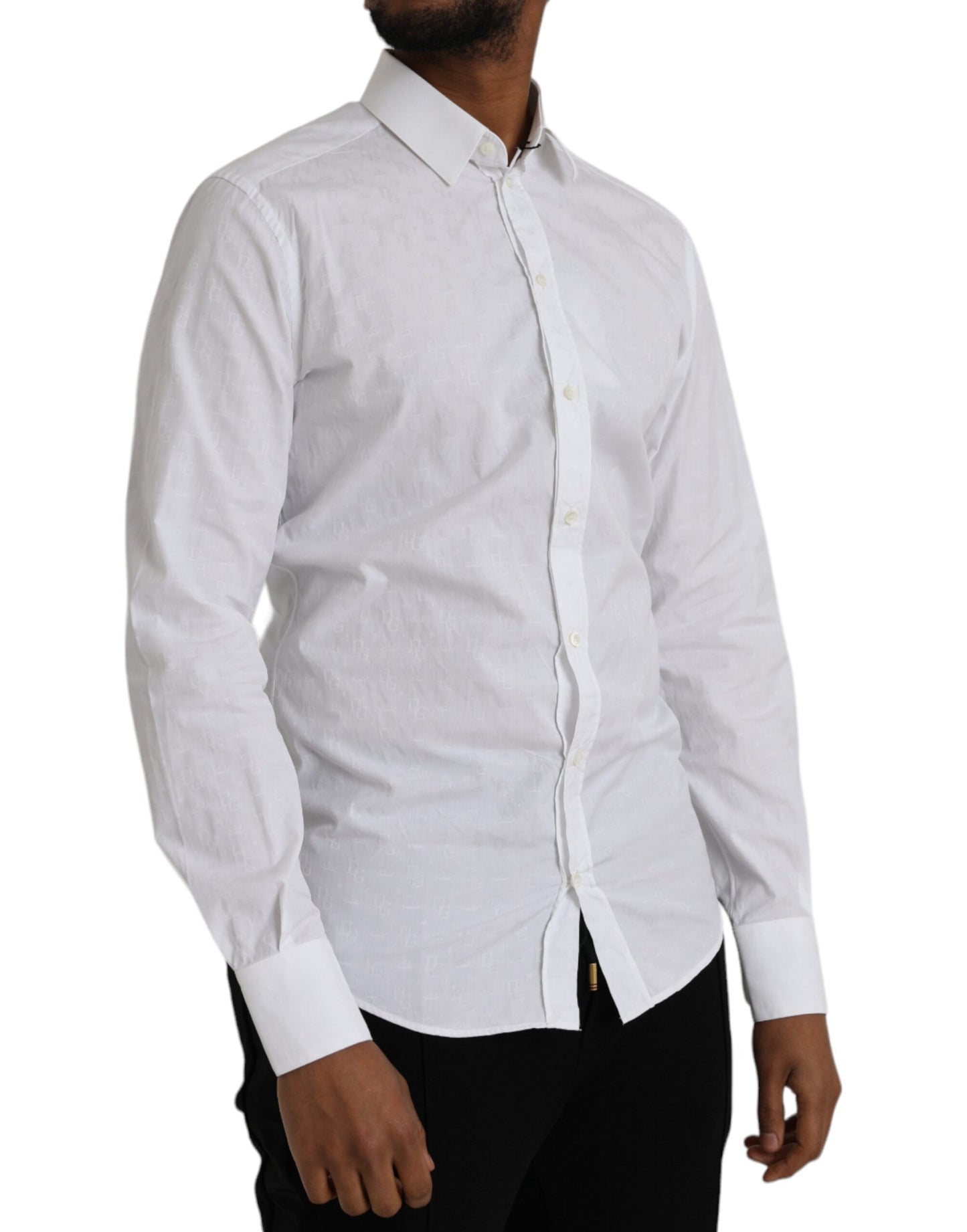 Dolce &amp; Gabbana White Long Sleeve Cotton Shirt GOLD