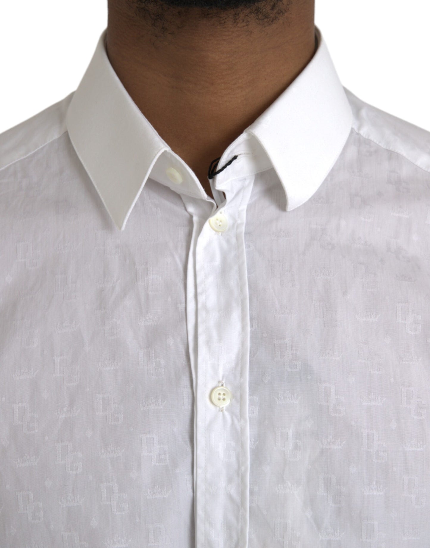 Dolce &amp; Gabbana White Long Sleeve Cotton Shirt GOLD