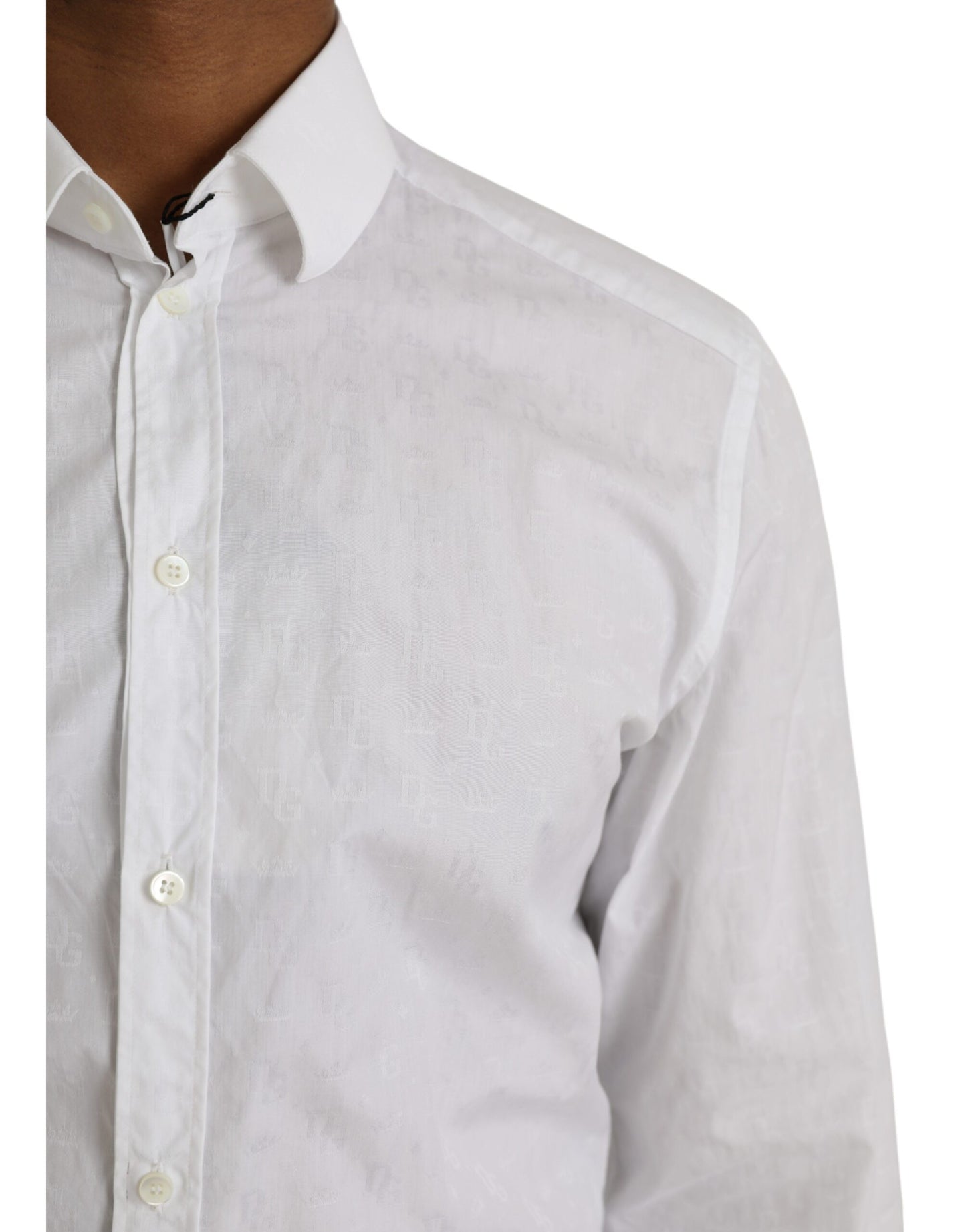 Dolce &amp; Gabbana White Long Sleeve Cotton Shirt GOLD