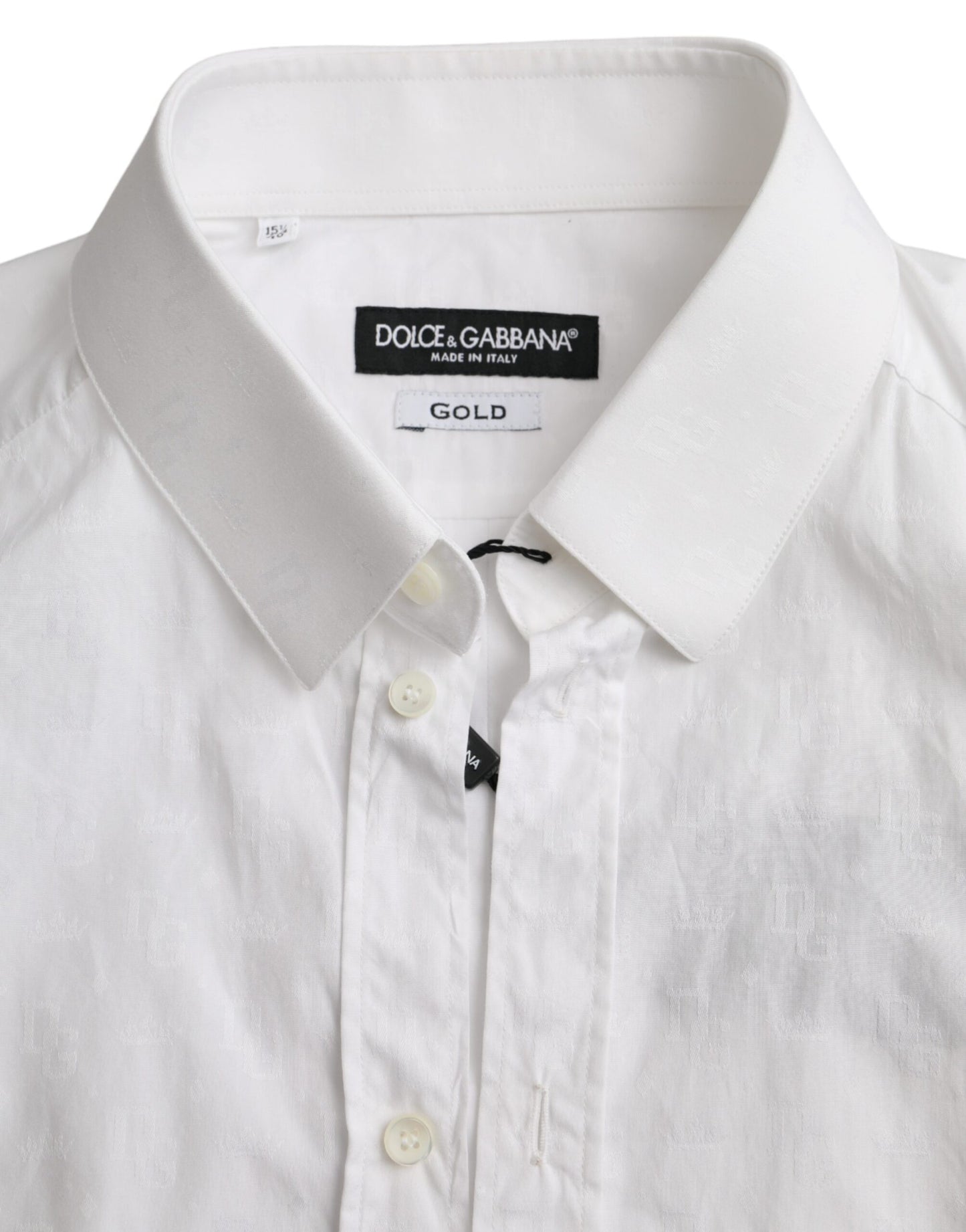 Dolce &amp; Gabbana White Long Sleeve Cotton Shirt GOLD