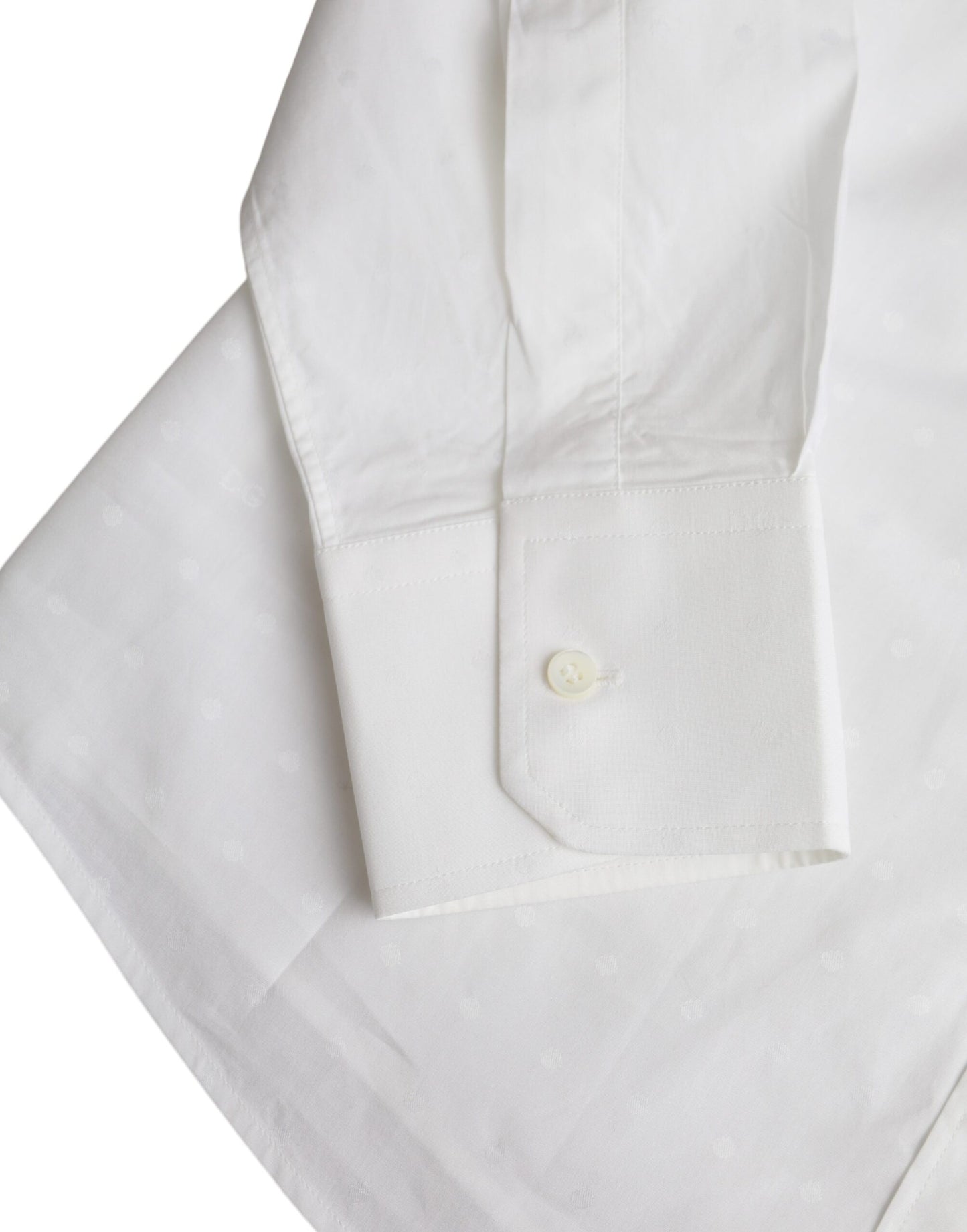 Dolce &amp; Gabbana White Logo Cotton Men Dress GOLD Shirt