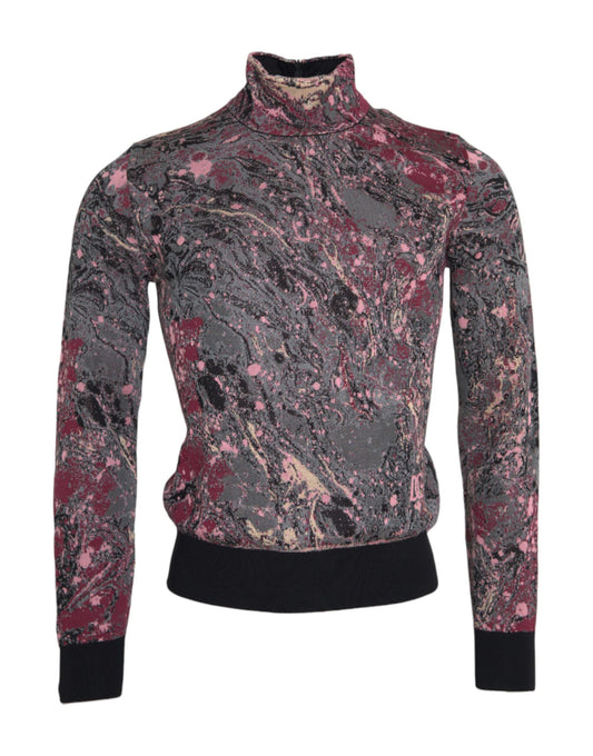 Dolce & Gabbana Multicolor Grafik Rollkragenpullover für Männer