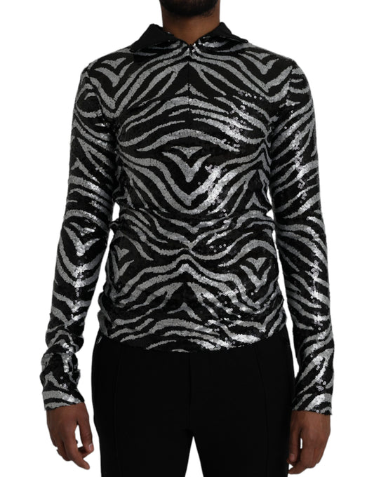 Dolce &amp; Gabbana Black and silver polyester sweater with sequins