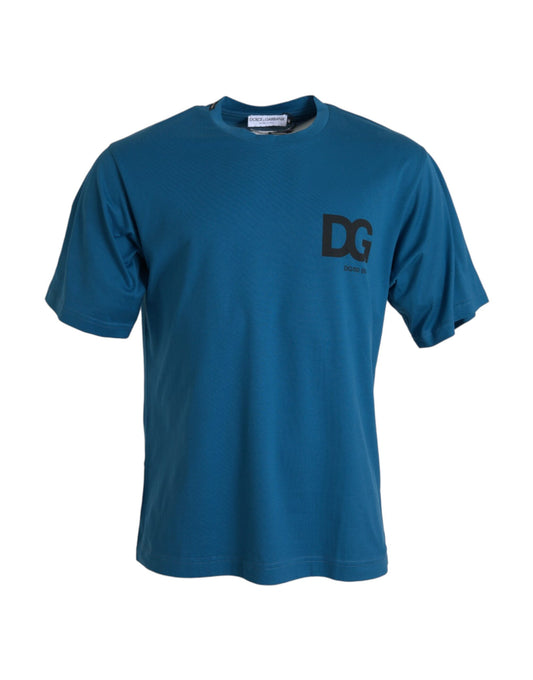 Dolce &amp; Gabbana Blue Logo Crew Neck Short Sleeve T-Shirt