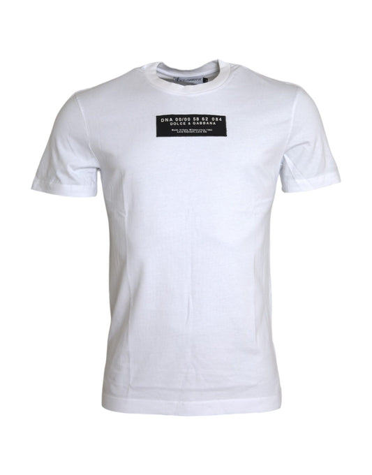 Dolce &amp; Gabbana White Cotton DG Applique Men Casual T-Shirt