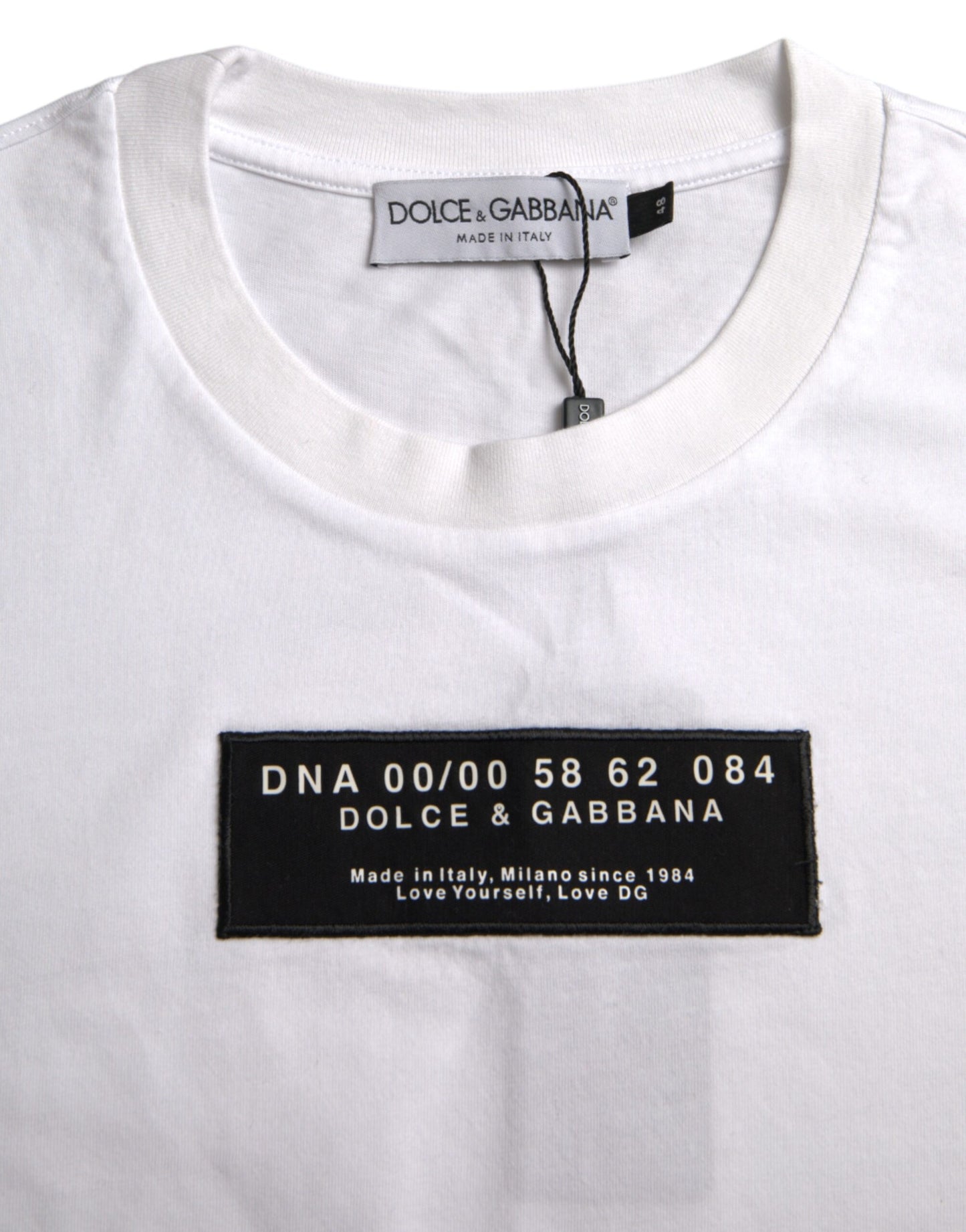 Dolce &amp; Gabbana White Cotton DG Applique Men Casual T-Shirt