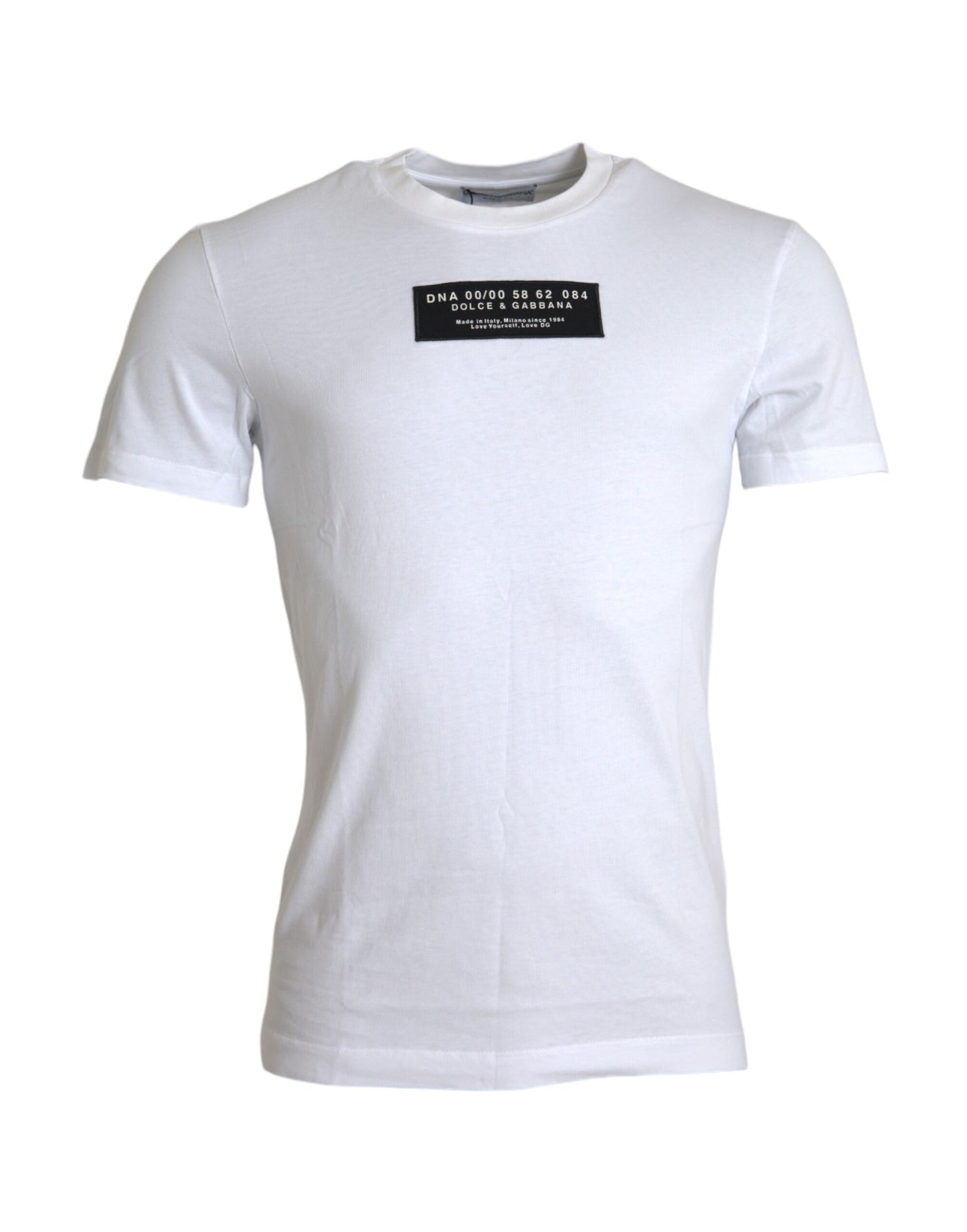 Dolce &amp; Gabbana White Cotton DG Applique Men Casual T-Shirt