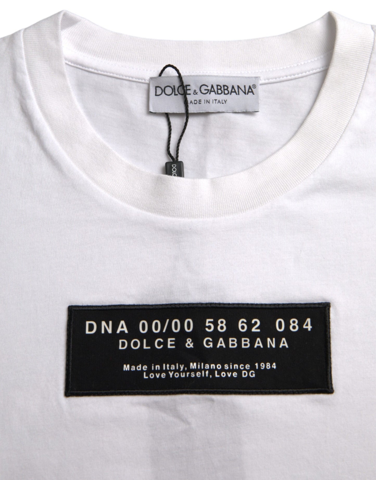 Dolce &amp; Gabbana White Cotton DG Applique Men Casual T-Shirt