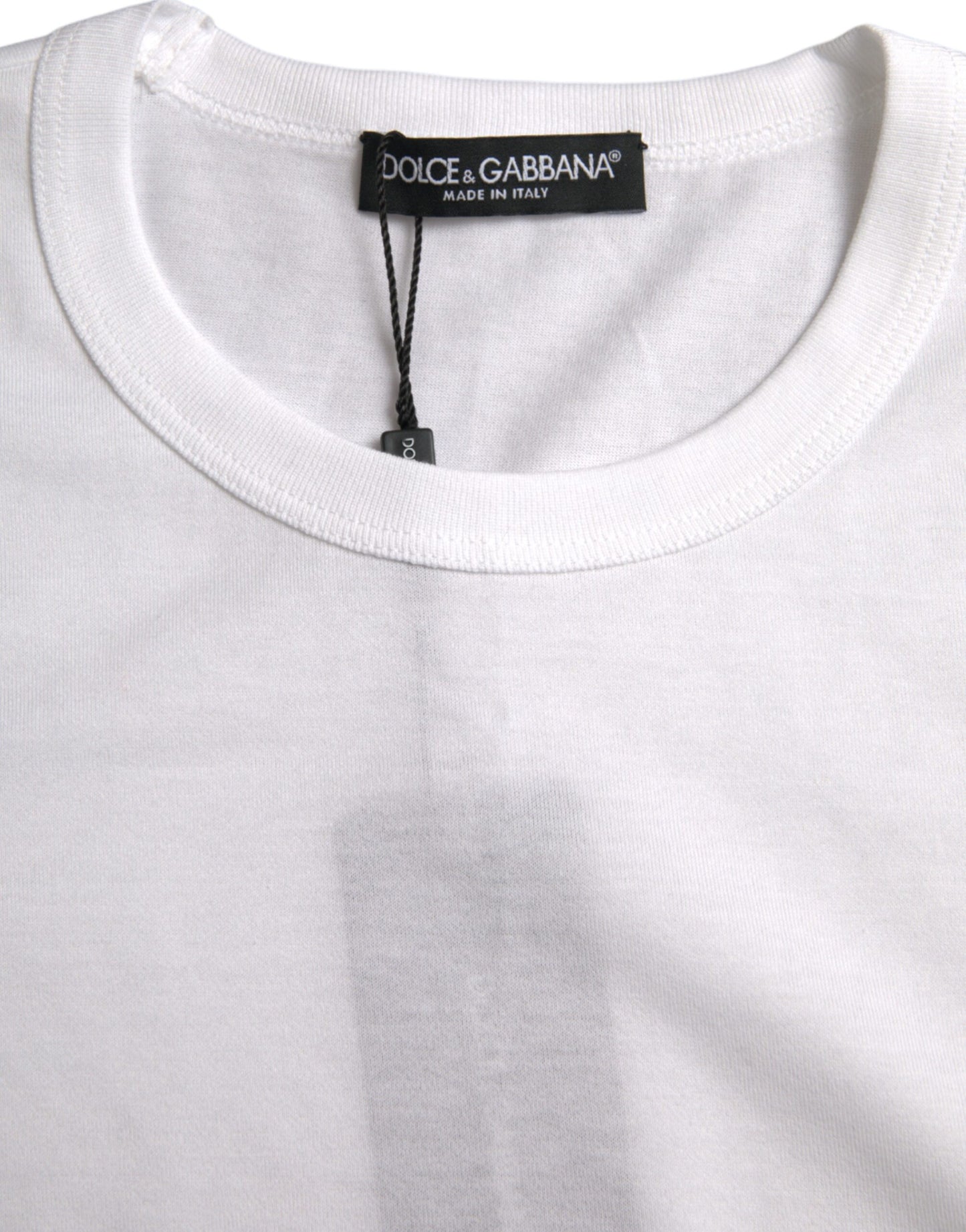 Dolce &amp; Gabbana White cotton round neck short sleeve t-shirt