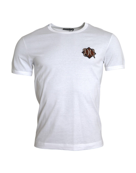 Dolce &amp; Gabbana White T-shirt with logo embroidery and short sleeves