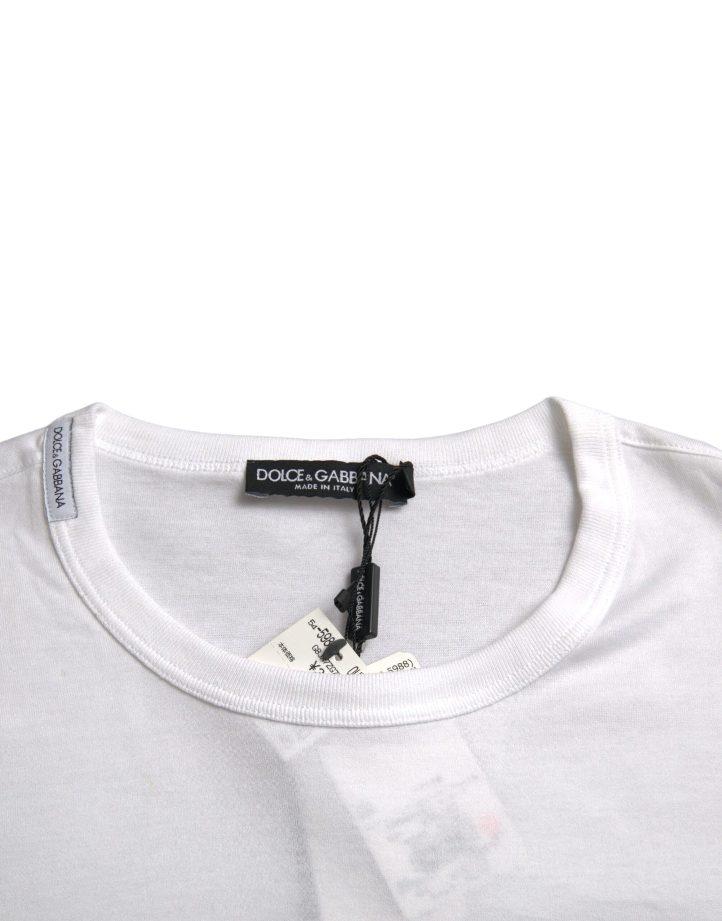 Dolce &amp; Gabbana White T-shirt with logo embroidery and short sleeves